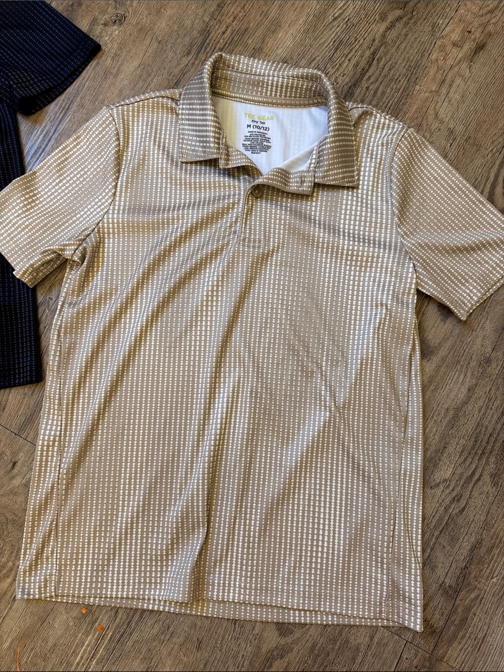 tek gear Tan Polo with White Micro-Dot Stripe Pattern 2 polos (black, tan)